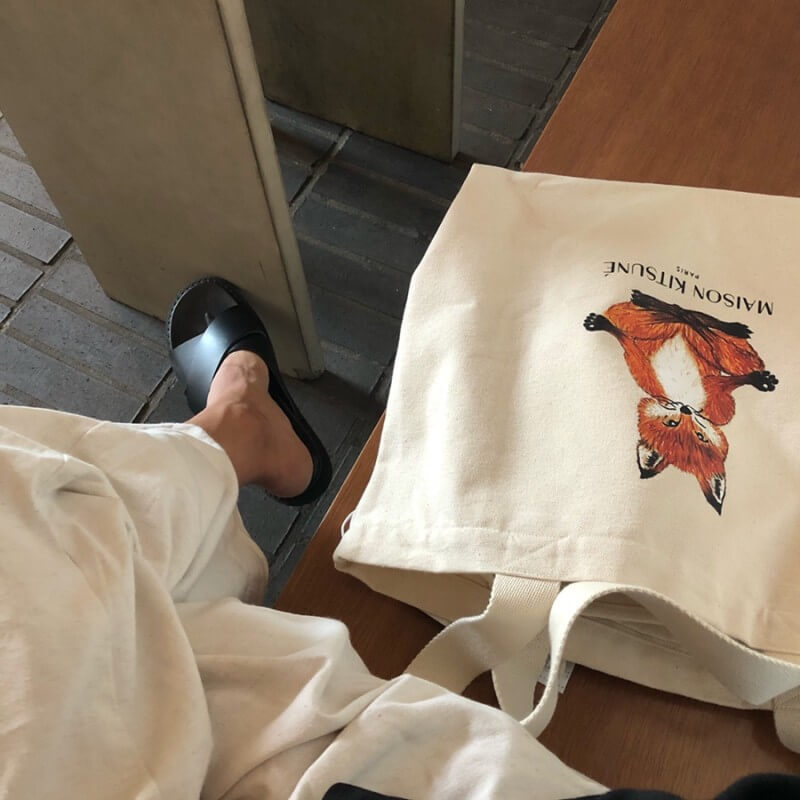 Cross-Border Foreign Trade French-Style Mk Little Fox Canvas Bag Eco-Friendly Bag Unisex Casual Handbag Shoulder Tote Bag