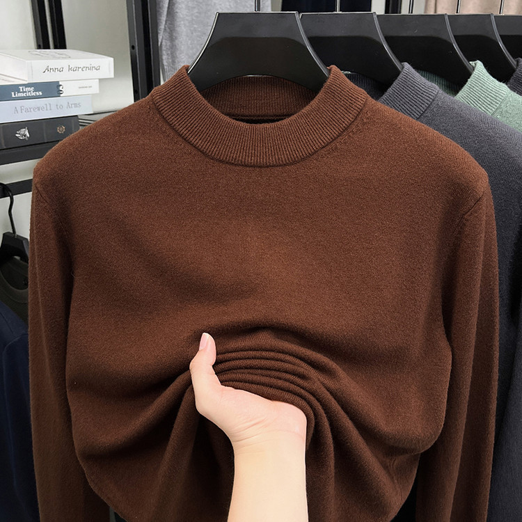 2026 Autumn/Winter New Thickened Half-Turtleneck Sweater Men's Long-Sleeve Knitted Base Layer Warm Inner Wear Top Wholesale 2026 Autumn/Winter New Thickened Half-Turtleneck Sweater Men's Long-Sleeve Knitted Base Layer Warm Inner Wear Top Wholesale