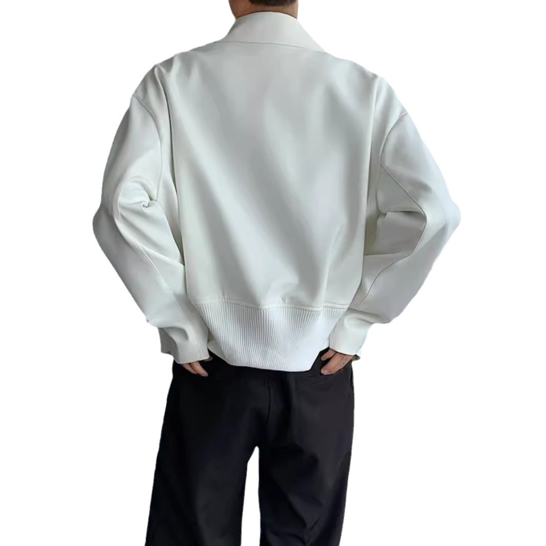 New men's trendy and high-end autumn executive jacket with shoulder pads, short cardigan and zipper, baseball jersey_voghion.com