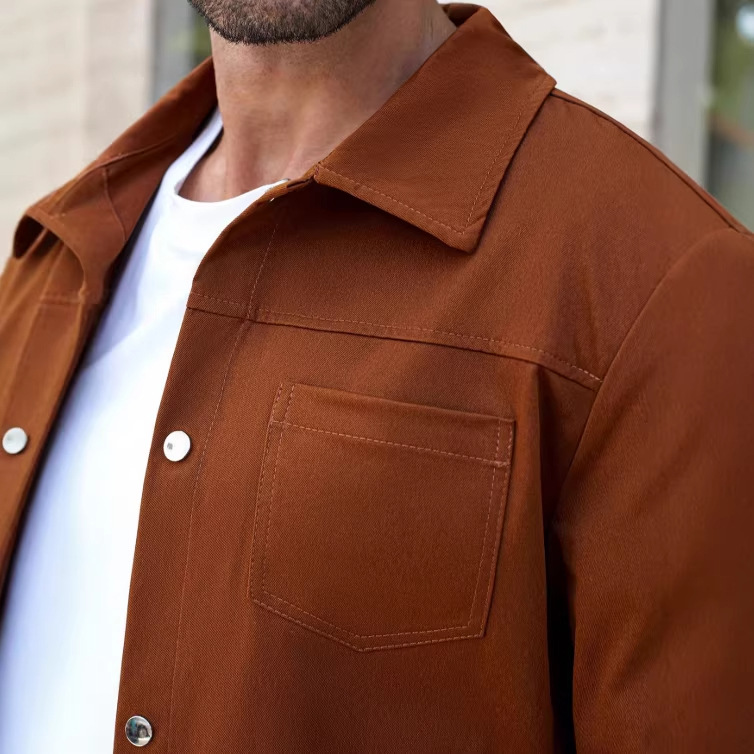 Saldi di liquidazione --- Camicia-giacca casual da uomo a maniche lunghe con colletto risvoltato, proveniente da commercio estero transfrontaliero europeo e americano_voghion.com