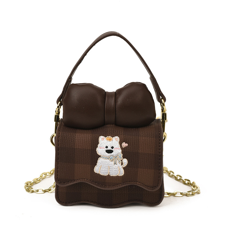 Cartoon perros, niñas y niñas, bolsas de hombro, lindas bolsas de arco, bolsas de celosía, nuevos bolsos de cadena para niños, moda
