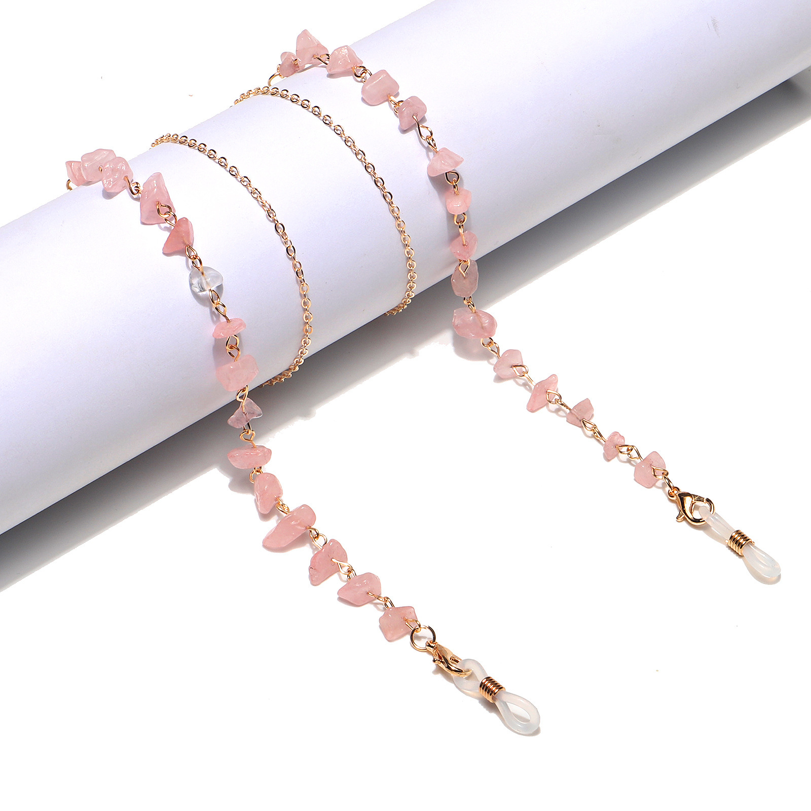 Natural Turquoise Glasses Chain, Rose Quartz Rose Gold Chain, Anti-Lost Lanyard, Versatile Mask Chain, Cross-Border Best-Selling Model