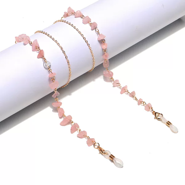 Natural Turquoise Glasses Chain, Rose Quartz Rose Gold Chain, Anti-Lost Lanyard, Versatile Mask Chain, Cross-Border Best-Selling Model