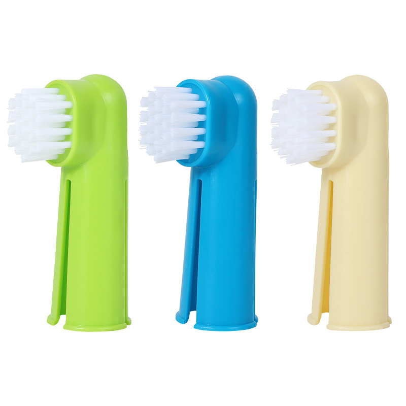 Inventario al por mayor mascotas dientes de limpieza de dedo cepillo de dientes de mango largo perros dientes orales cepillo de dedo cepillo de dientes fuente fábrica