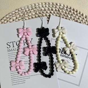 New Girl's Heart Bow Mobile Phone Lanyard Handmade Beaded Mobile Phone Chain Short Pendant Women's Accessories Fashion