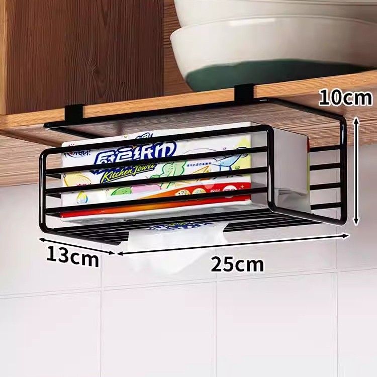 Rack de toallas de cocina rack de almacenamiento de toallas de cocina rack de papel de hierro forjado multifuncional rack colgante debajo del gabinete