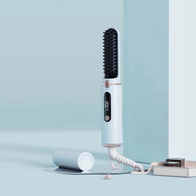 新しい充電式ワイヤレスヘアストレートニングコームポータブルミニストレートプレートは髪を傷つけませんヘアアイロン女子寮旅行ポータブル|undefined