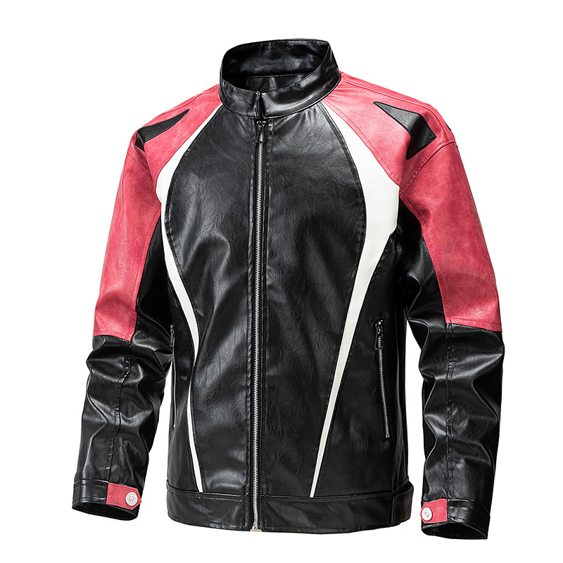 Comercio exterior transfronterizo retro americano de carreras hombre y mujer chaqueta de cuero diseño de alta calle sensación de locomotora pupu chaqueta