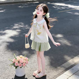 女童夏套装2026新款童装女孩新国风新中式夏装衣服儿童盘扣两件套
