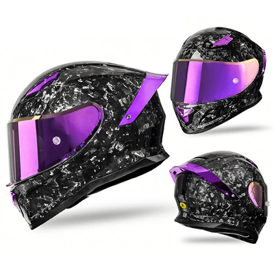 Motorcycle Safety Supplies – with 3C Certification, Scooter Cruise Helmet - carbon-fiber-forged-lightning-purple-m-head-circumference-55-56cm
