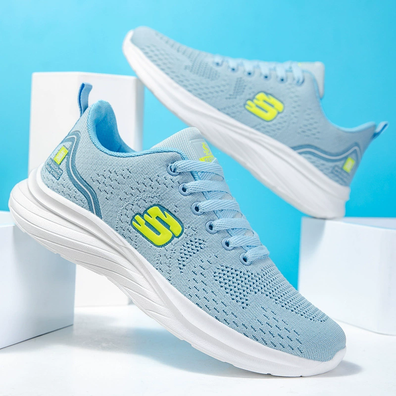 Обработанные и изготовленные на заказ мужские и женские дышащие повседневные прогулочные туфли из тканой сетки с клейкой технологией и сверхлегкие спортивные туфли на мягкой подошве.