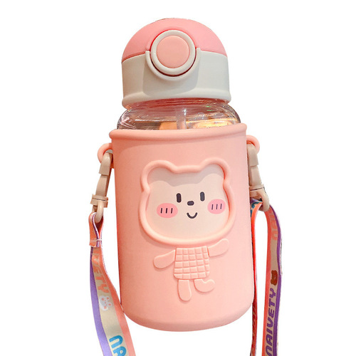 Cute straw cup for children, summer, female students, high-looking, large-capacity plastic cup, special pot for maternity and pregnant women