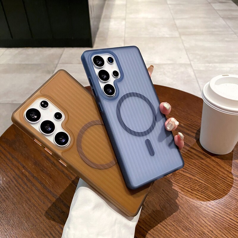 Corrugated Matte Magnetic Case Suitable for Samsung S25Ultra Mobile Phone Case Magsafe Magnetic Wireless Charging All-Inclusive Hard Case Corrugated Matte Magnetic Case Suitable for Samsung S25Ultra Mobile Phone Case Magsafe Magnetic Wireless Charging All-Inclusive Hard Case