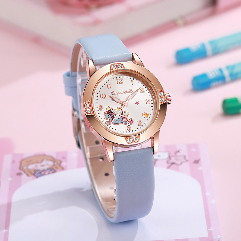 Rose Gold Diamond Watch New Belt Watch Women's High-Looking Watch Sanrio Cartoon Quartz Watch