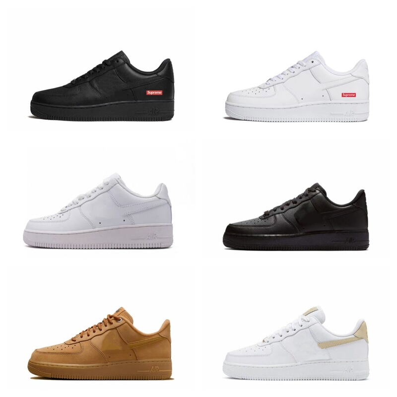 Foreign Trade Cross-Border Air Force One All-White Low-Top Sneakers, Second-Tier Supreme Air Force All-Black Casual Shoes