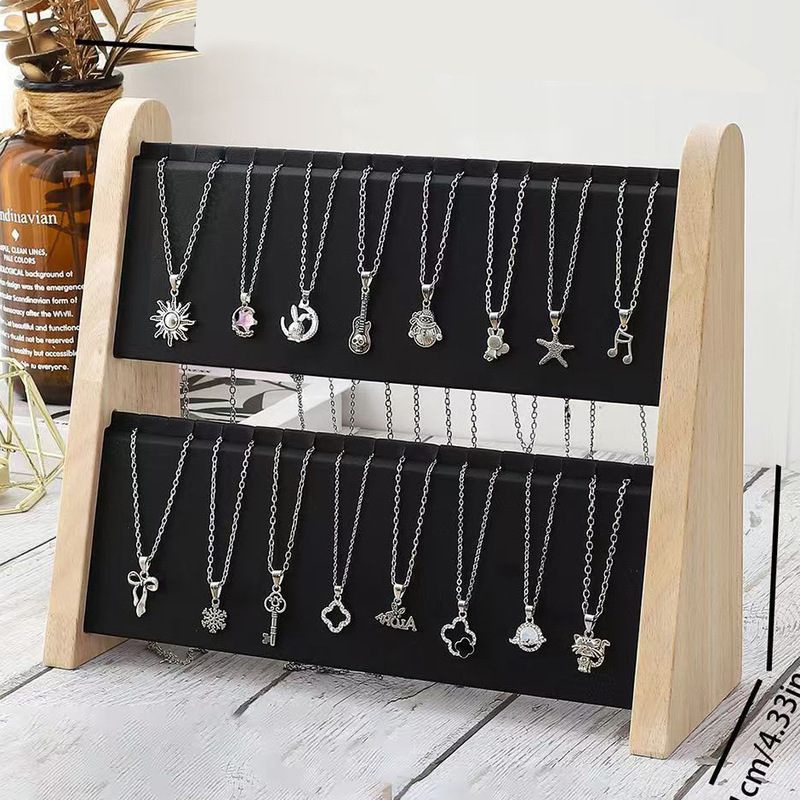 Beveled Double-Layer Necklace Display Stand Jewelry Pendant Storage Pendant Display Stall Jewelry Storage Rack Jewelry Props