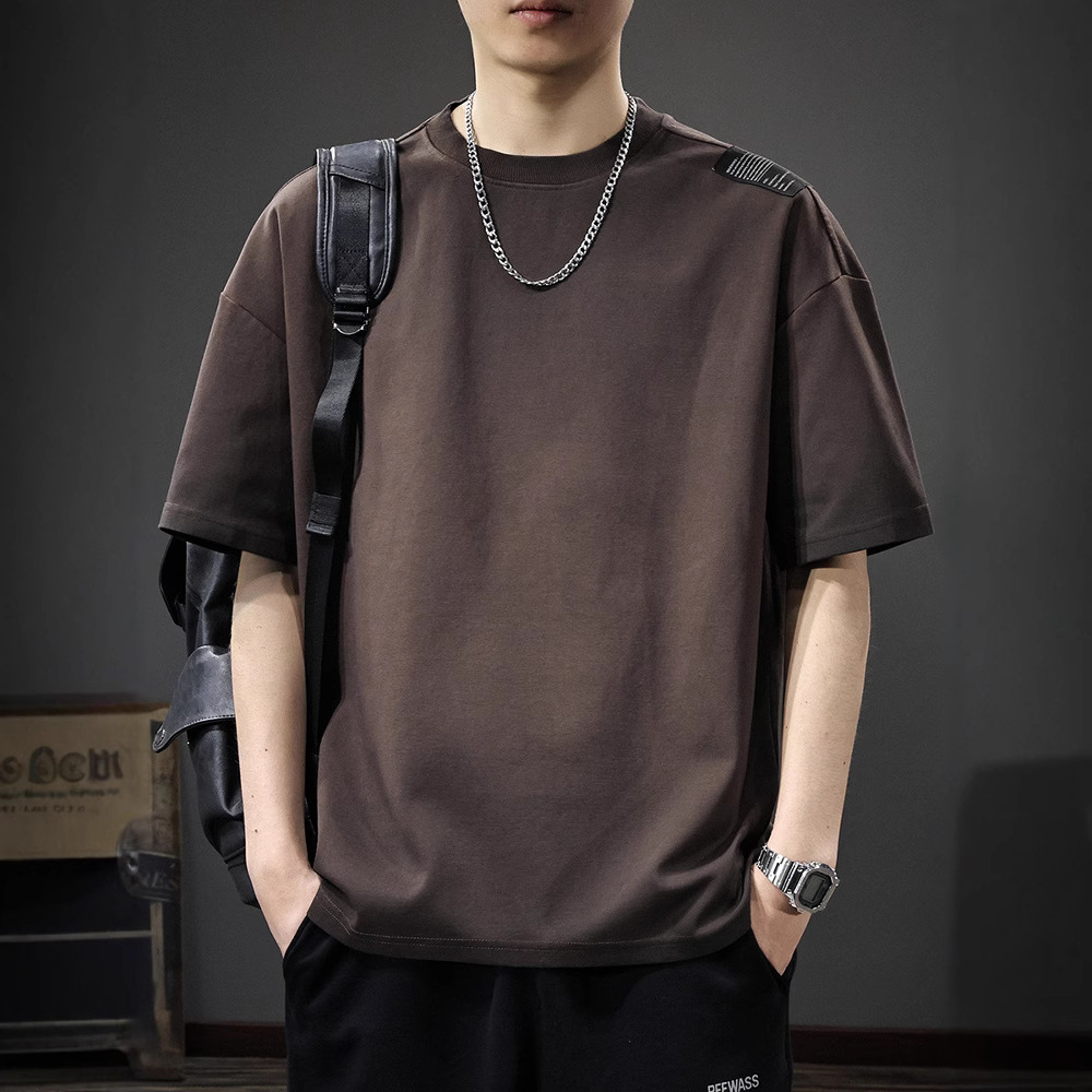 남성용 여름 미국 헤비급 반팔 티셔츠 2025 새로운 트렌디 브랜드 레트로 워시 5부 소매 루즈 캐주얼 티셔츠