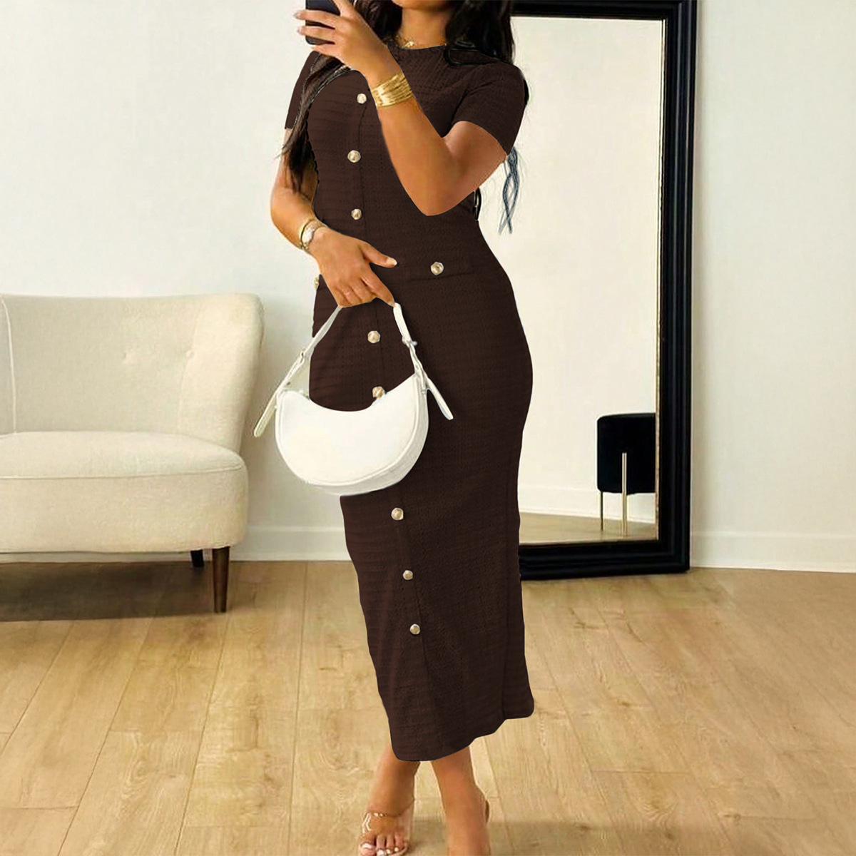 Women's Elegant Short-Sleeve Bodycon Dress