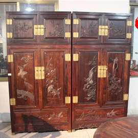 红木古典家具 大红酸枝花鸟顶箱柜 卧室大衣柜 交趾黄檀