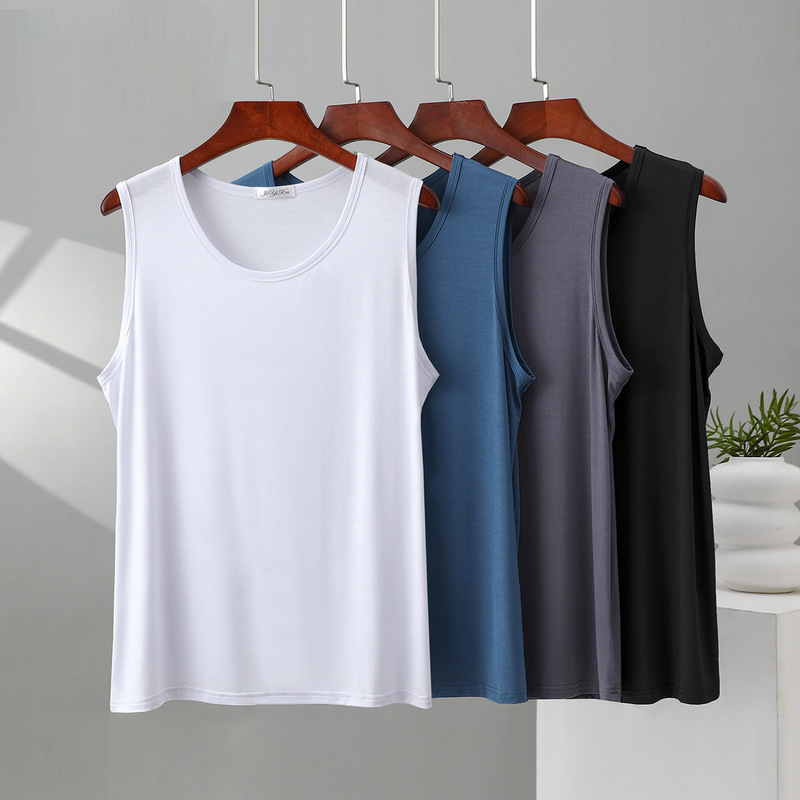 Summer Thin Loose Men's Tank Top, Large Size Solid Color Sports Undershirt, Casual Sleeveless Top Summer Thin Loose Men's Tank Top, Large Size Solid Color Sports Undershirt, Casual Sleeveless Top