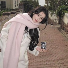 秋冬新款氛围感百搭纯色马海毛加长加厚保暖围巾女士学生韩系减龄