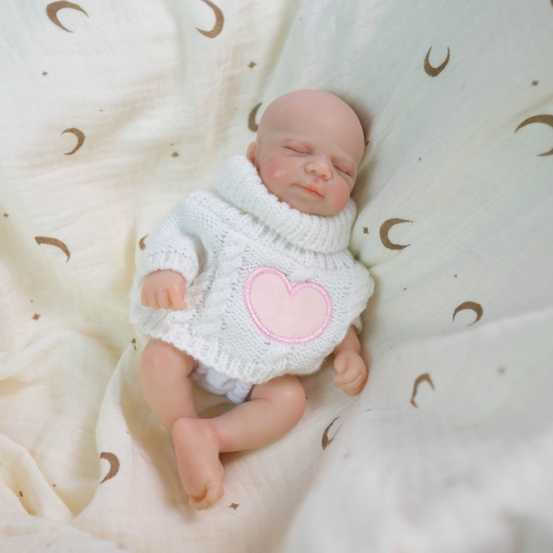 8 pulgadas polvo de suéter blanco amor parche de silicona sólida muñeca de simulación para niños Navidad sólida silicona