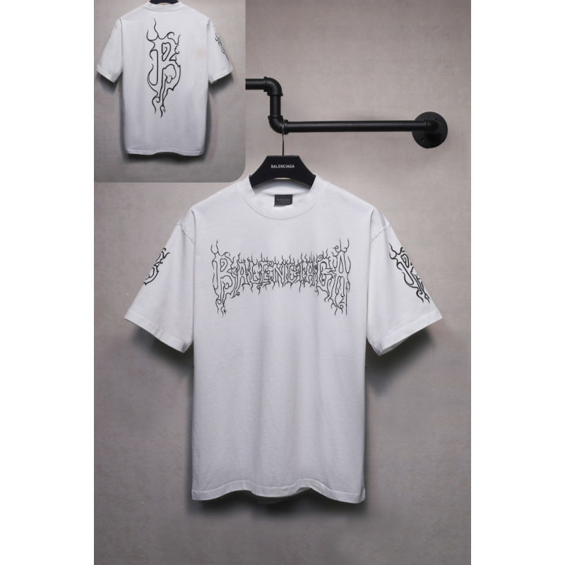 25ssクロスボーダー高品質タワーテーププリントレタードダメージ半袖Tシャツゆったり万能ワンピース卸売|undefined
