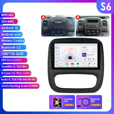 Vivaro car Android large – DVD Navigation - 6-64g-wifi-4glte-edition-7862-carplay-eight-nuclear-9inch-suitable-for-14-21-traficopel-vivaro-medium-and-low-configuration