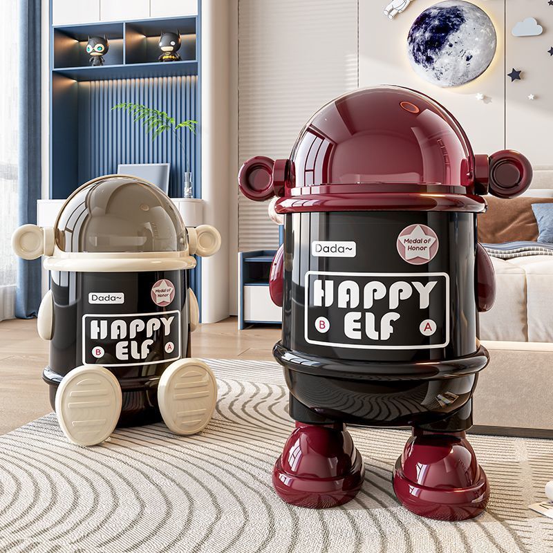 宇宙飛行士ゴミ箱ホームリビングルームライト高級ハイエンド2025高価値クリエイティブベッドルーム大容量ペーパーバスケット蓋付き|undefined