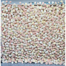 Flower Wall 跨境仿真花墙香槟粉背景墙婚礼活动婚庆定制装饰布置