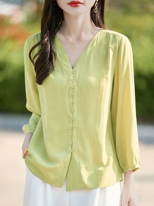 French-Style Three-Quarter Sleeve Shirt for Women, Spring and Summer Thin Style, Casual Loose Fit, Slimming, Artistic Style, New Arrival Shirt 2026