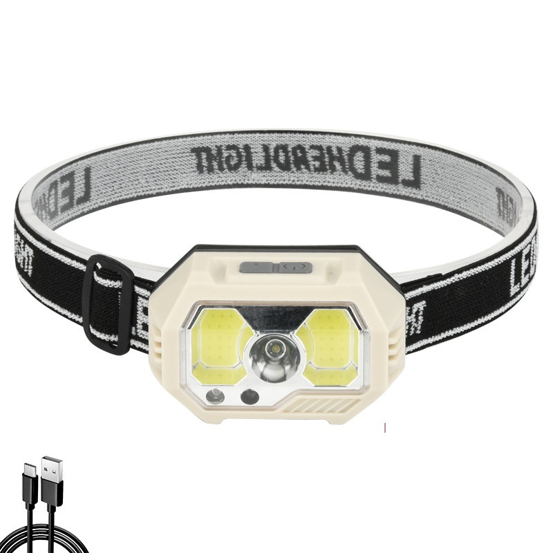 Transfronteriza mini linterna de inducción tipo-c recargable iluminación al aire libre corriendo noche pesca lámpara portátil linterna montada en la cabeza