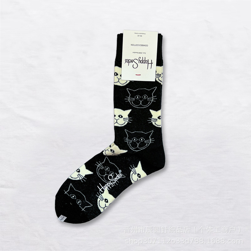 happysocks suecos calcetines de moda damas in-mode versátil animación calcetines de algodón de cintura alta al por mayor