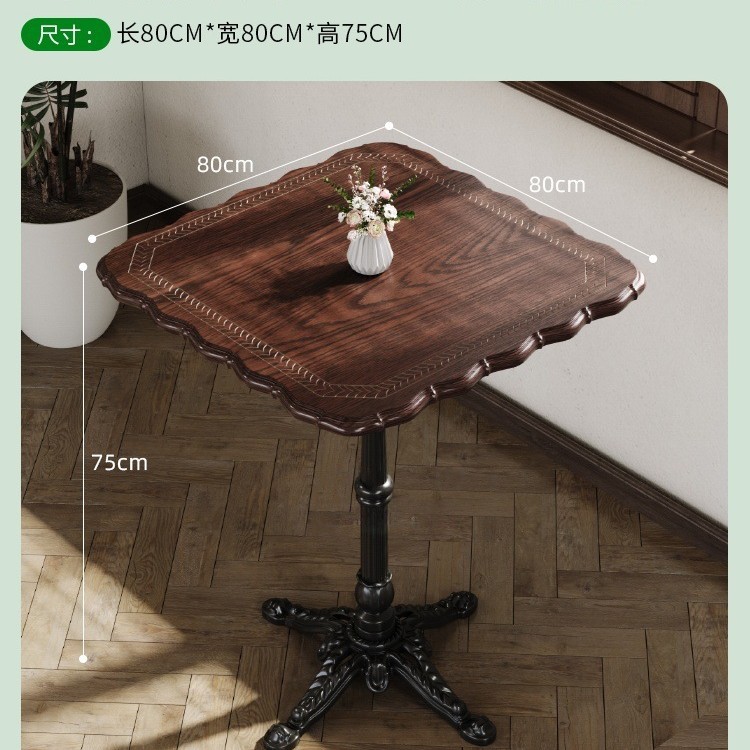 Mesa y silla de cafetería americana retro francesa panadería de comida ligera dulces tienda de azúcar y agua bistrona mesa de madera maciza