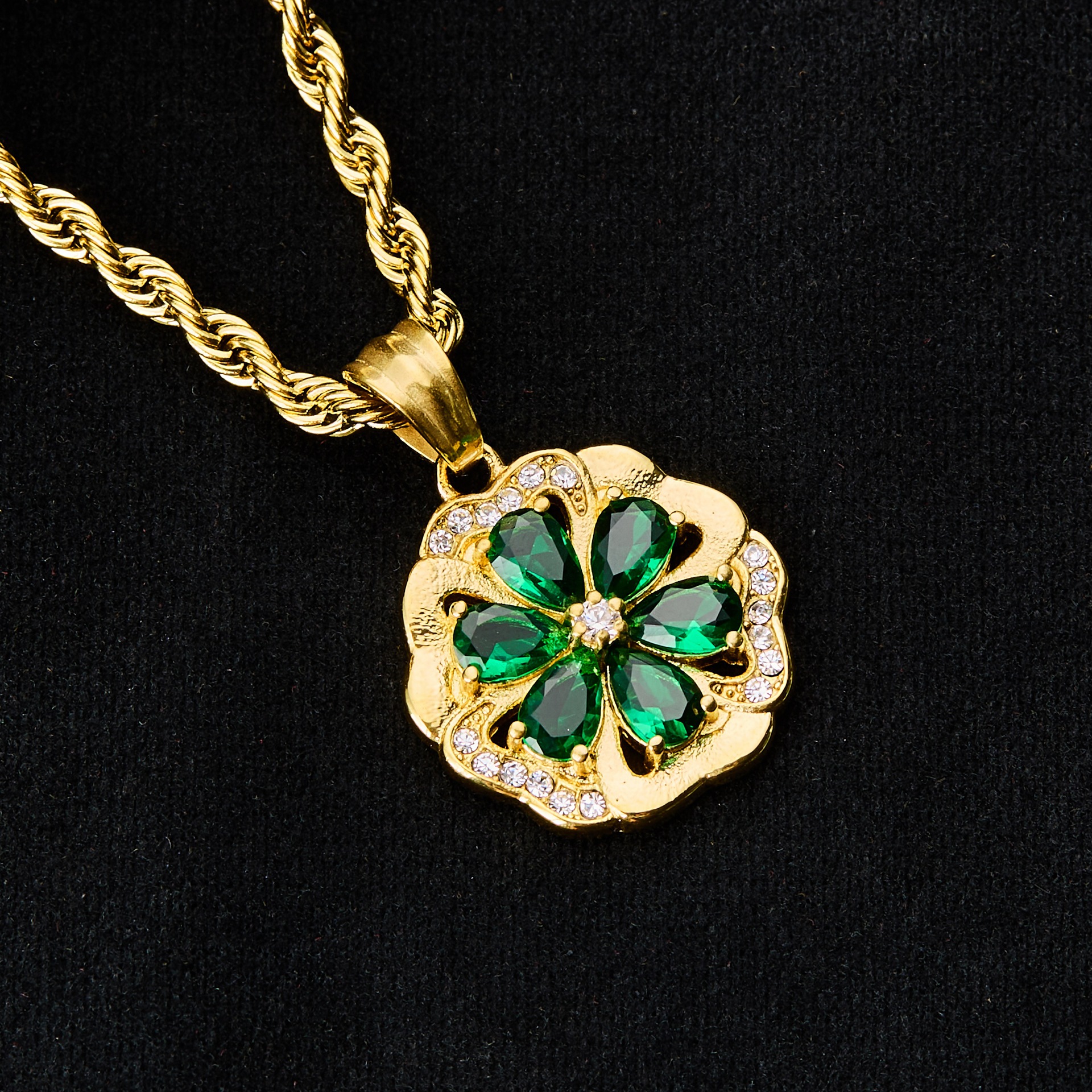 Gold+green zirconium—without chain