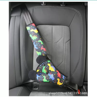 Belt Anti-Strangle Adjustment Retainer Auxiliary — Seat belt shoulder pad - dinosaur-black-set