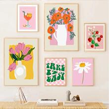 室内装饰画柠檬墙艺术帆布画雏菊家居装饰海报卧室水果花瓶客厅