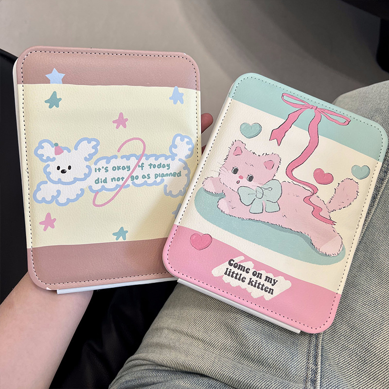 Espejo plegable lindo gato de alto valor portátil dormitorio estudiantil de escritorio de escritorio para el hogar espejo de vestir