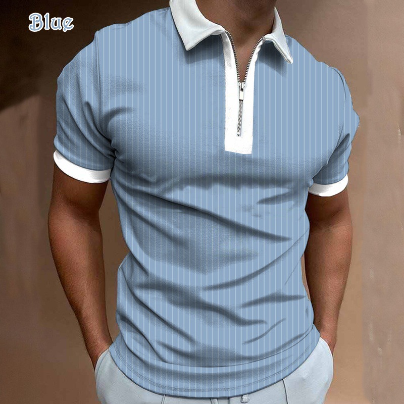 Comercio exterior europeo y americano primavera nueva moda casual popular impresión polo camiseta con cremallera hombres envío gratis