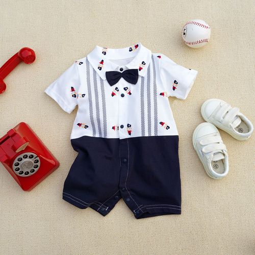  new style *Cotton boxer gentleman collared short-sleeved jumpsuit 3-18M