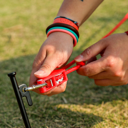 Camping metal pulley lifting rope lanyard tent windproof rope canopy adjustable pull rope buckle hook elasticity