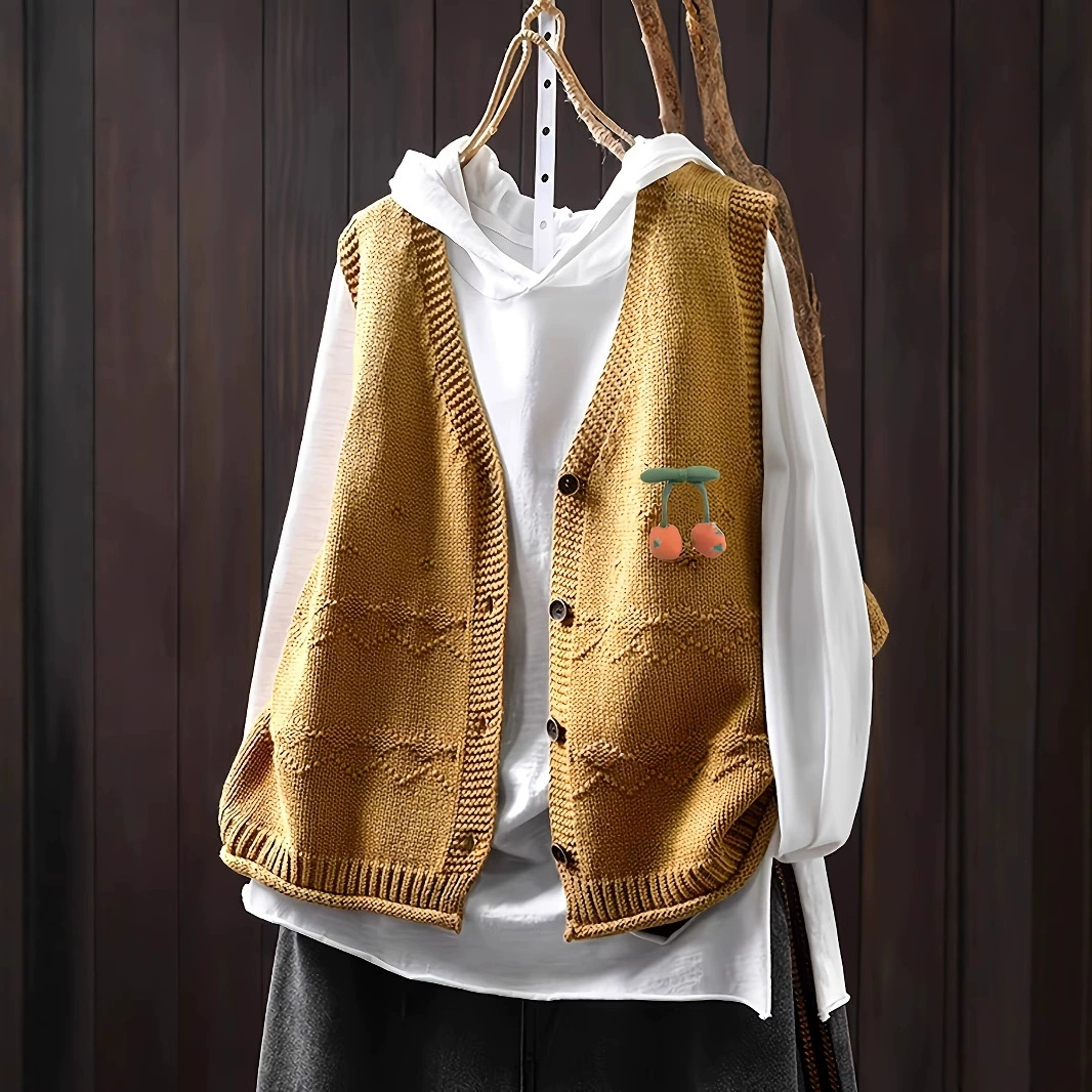 Популярный женский вязаный жилет Amazon для международных продаж, новая весенне-осенняя модель с V-образным вырезом, повседневная верхняя одежда.