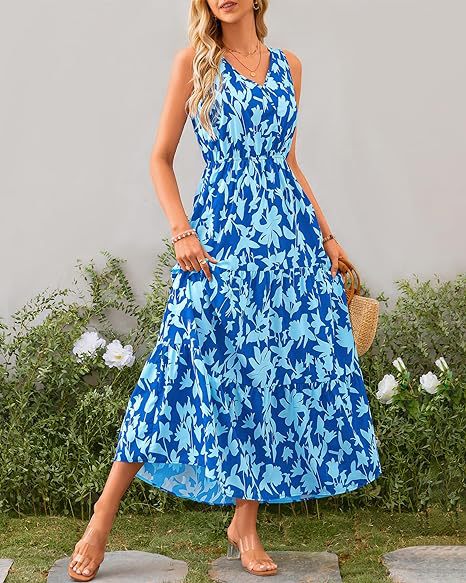 269g Weight Maxi Long Dress Dress Length Type Sleeveless Sleeve Length Swing Dress Dresses Type Sleeveless Sleeve Type Polyester Fabric Type Mid Waist Waist Line Holiday, Daily, Selfie Occasion V Neck Neckline Regular Fit Fit Type Flower Pattern Summer Season Women's Gender Printing Design Casual, Elegant, Simple Style Style Wholesale Women's Casual Elegant Simple Style Printing Flower Holiday Daily Selfie V Neck Sleeveless Swing Dress 12