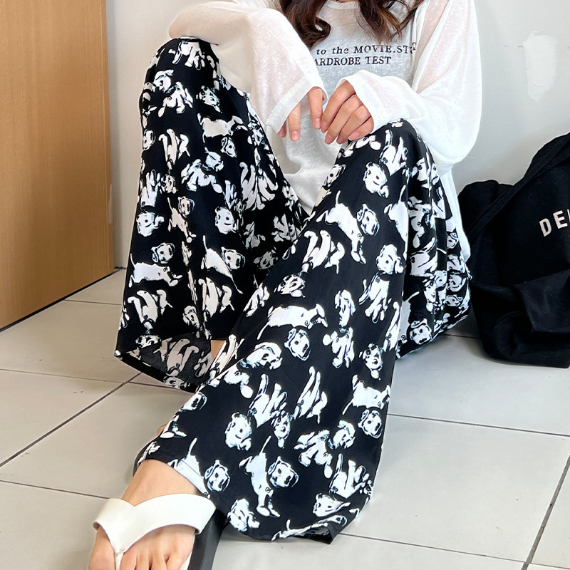 Pantalones anchos de algodón y seda para mujer, pantalones casuales de rayón, suaves y cómodos con efecto drapeado, pantalones de dormir para mujer.