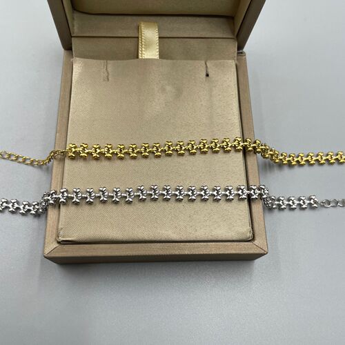  New Women's Chinese Style Geometric Diverse Stitching Titanium Steel Bracelet Basic Simple Fashionable Hand Accessories