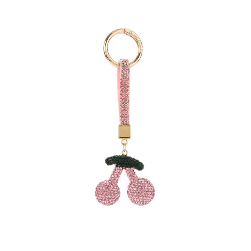 Vintage Luxury Cherry Keychain With Sparkling Diamond Decoration_voghion.com