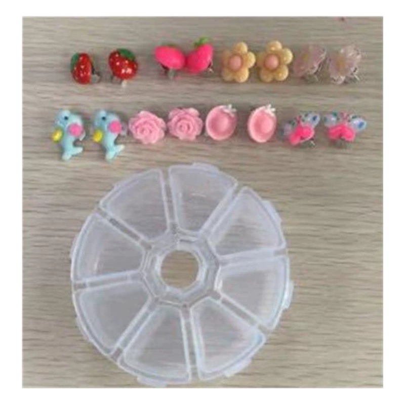 Заводские детские серьги с 8 сетками, Мультяшные серьги без отверстий, зажим для ушей, маленькие украшения принцессы