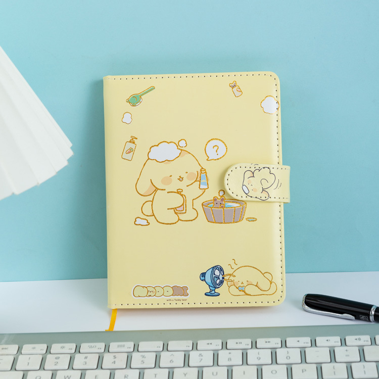 Cartoon PU notebook high color value soft leather magnetic buckle hand Ledger super thick grid notepad super cute dumplings rabbit a5 Cartoon PU notebook high color value soft leather magnetic buckle hand Ledger super thick grid notepad super cute dumplings rabbit a5
