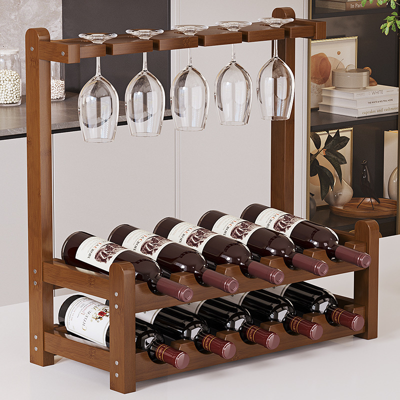 Solid Wood Wine Rack Ornaments, Accessible Luxury High-End Storage Rack, Living Room Wine Cabinet Display Cabinet Rack, Home Wine Rack