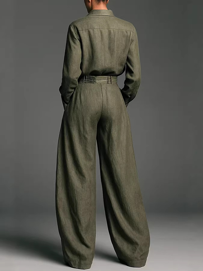 Damen Zweiteiler Set Bestehend Aus Lockerer Bluse Und Hose_voghion.com